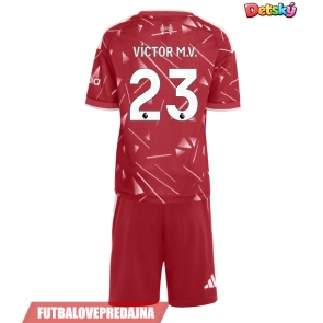 Lacne Dětský Futbalové dres Liverpool Victor Munoz #23 2026-27 Krátky Rukáv - Domáci (+ trenírky)